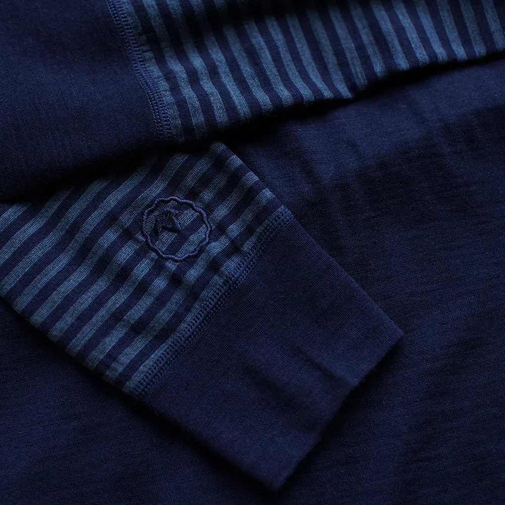 Womens Merino 200 Long Sleeve Zip Neck (Stripe Navy/Denim)
